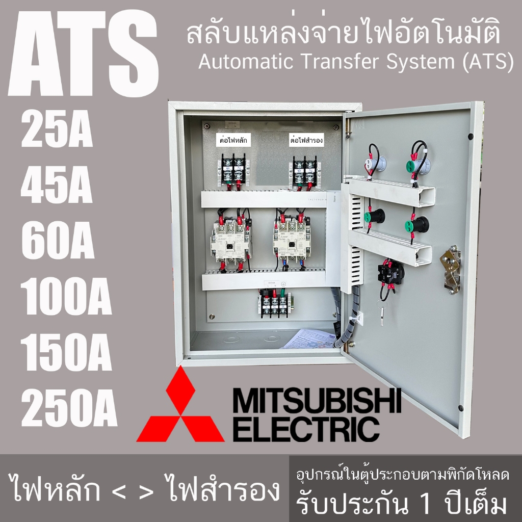 ATS-22 สลับแหล่งจ่ายไฟ 220V อัตโนมัติ สลับไฟบ้าน กับไฟ TOU ได้ EV ตู้สลับไฟ TOU อุปกรณ์ ยี่ห้อ มิซูบ