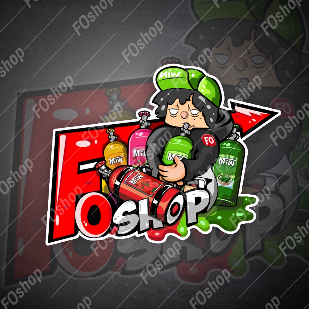 สติ๊กเกอร์ " FO shop " สติ๊กเกอร์คุณภาพ เคลือบใส ติดแก้ว ติดรถมอไซซ์ ฯลฯ