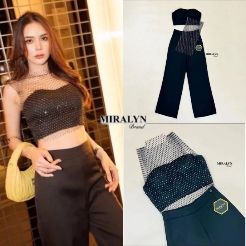 XS มือ1 MIRALYN ชุดเซ็ตเกาะอก มาพร้อมเสื้อคลุมตาข่ายเพรช ป้าย MIRALYN