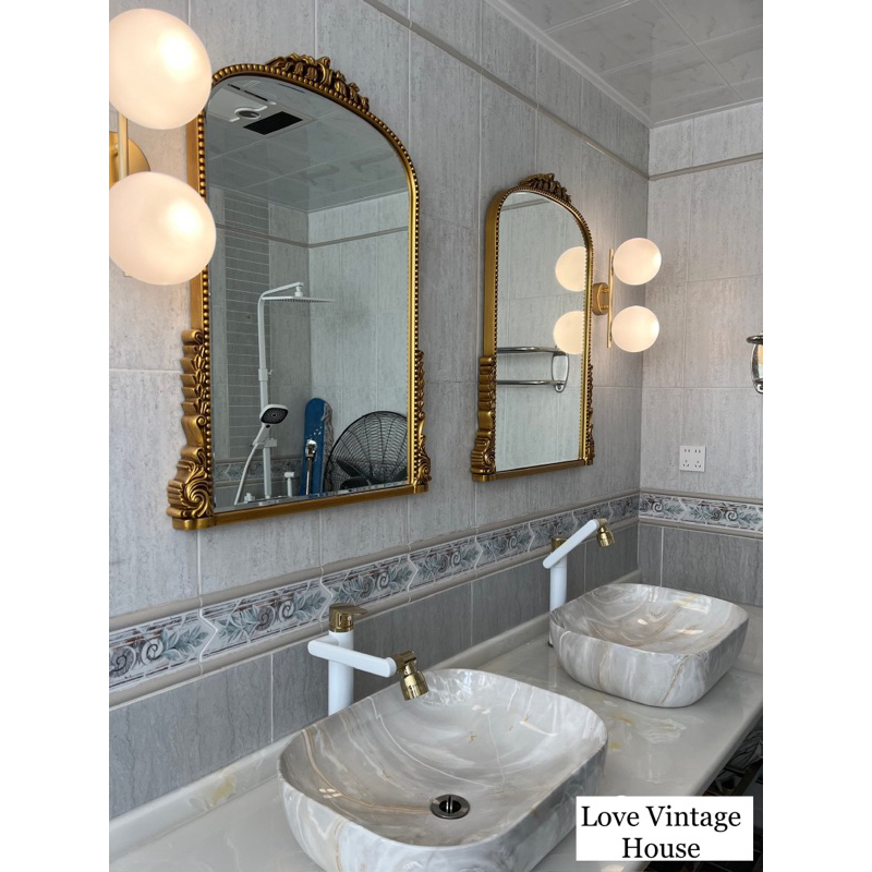 พร้อมส่ง!!ผ่อนนานสูงสุด 10 เดือน 0%!! กระจกติดผนังสไตส์ยุโรป กระจกห้องน้ำ ทนความชื้นสูง