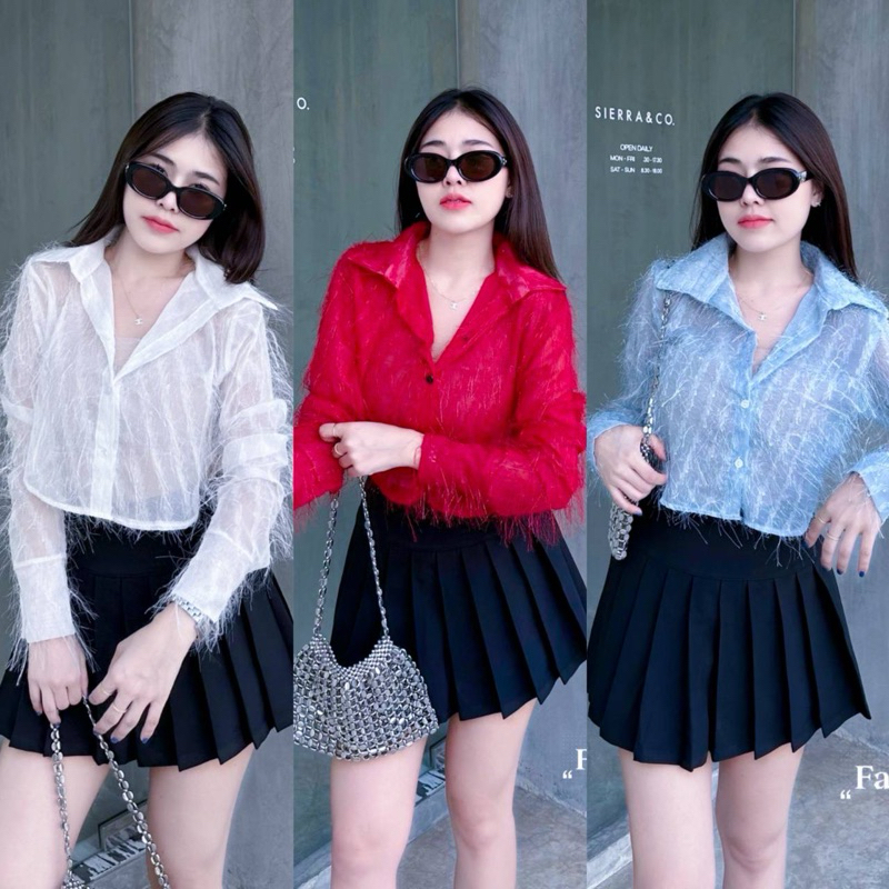 aimorn_shop เสื้อครอปแขนยาว ด้านข้างเว้า ผ้าขนหวิ่งๆสาวๆไม่ควรพลาดเนื้อผ้าใส่สบาย