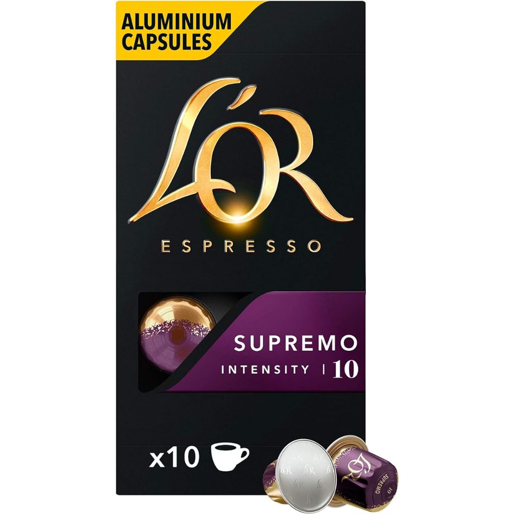 L'OR Espresso Supremo Intensity 10/13 Coffee Capsules 10 Pack/ กาแฟลอร์ เอสเพรสโซสุพรีโม 10 แคปซูล