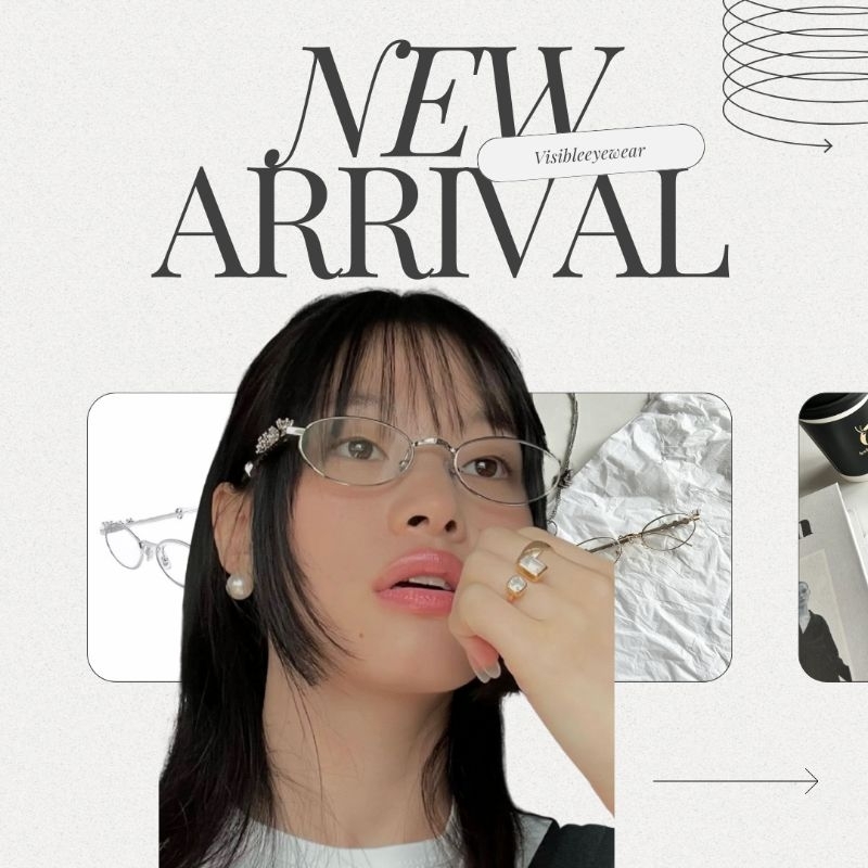 [VISIBLE EYEWEAR] Diamond 7572 แว่นกรองแสงสีฟ้า ทรงวงรี ขาเพชร สั่งทำสายตา(ฟรี)