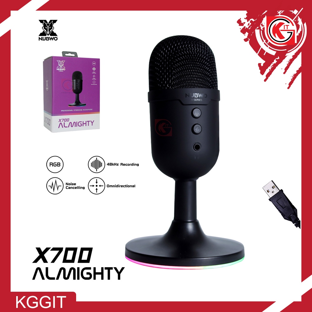 NUBWO ไมค์ตั้งโต๊ะ Microphone ประหยัดพื้นที่ สำหรับสตรีมเกม มีไฟ รุ่น X700 ALMIGHTY ประกัน 2 ปี