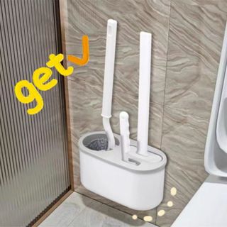 [4 ชิ้น] แปรงขัดส้วม พร้อมถังเก็บ สามารถติดตั้งบนผนังได้