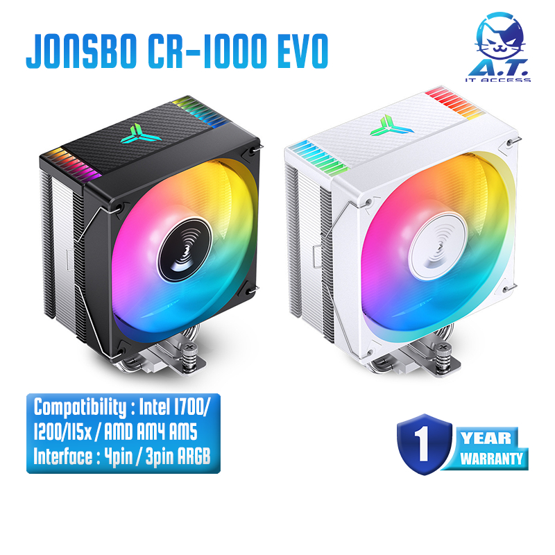 ซิงค์ลม ฮีทซิงค์ พัดลมระบายความร้อน Heatsink Jonsbo CR-1000 EVO 12cm. CPU Cooler Fan RGB