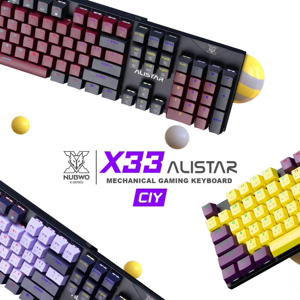 คีย์บอร์ดเกมมิ่ง 💚NUBWO รุ่น X33 ALISTAR CIY Mechanical Gaming Keyboard มี3สีให้เลือก