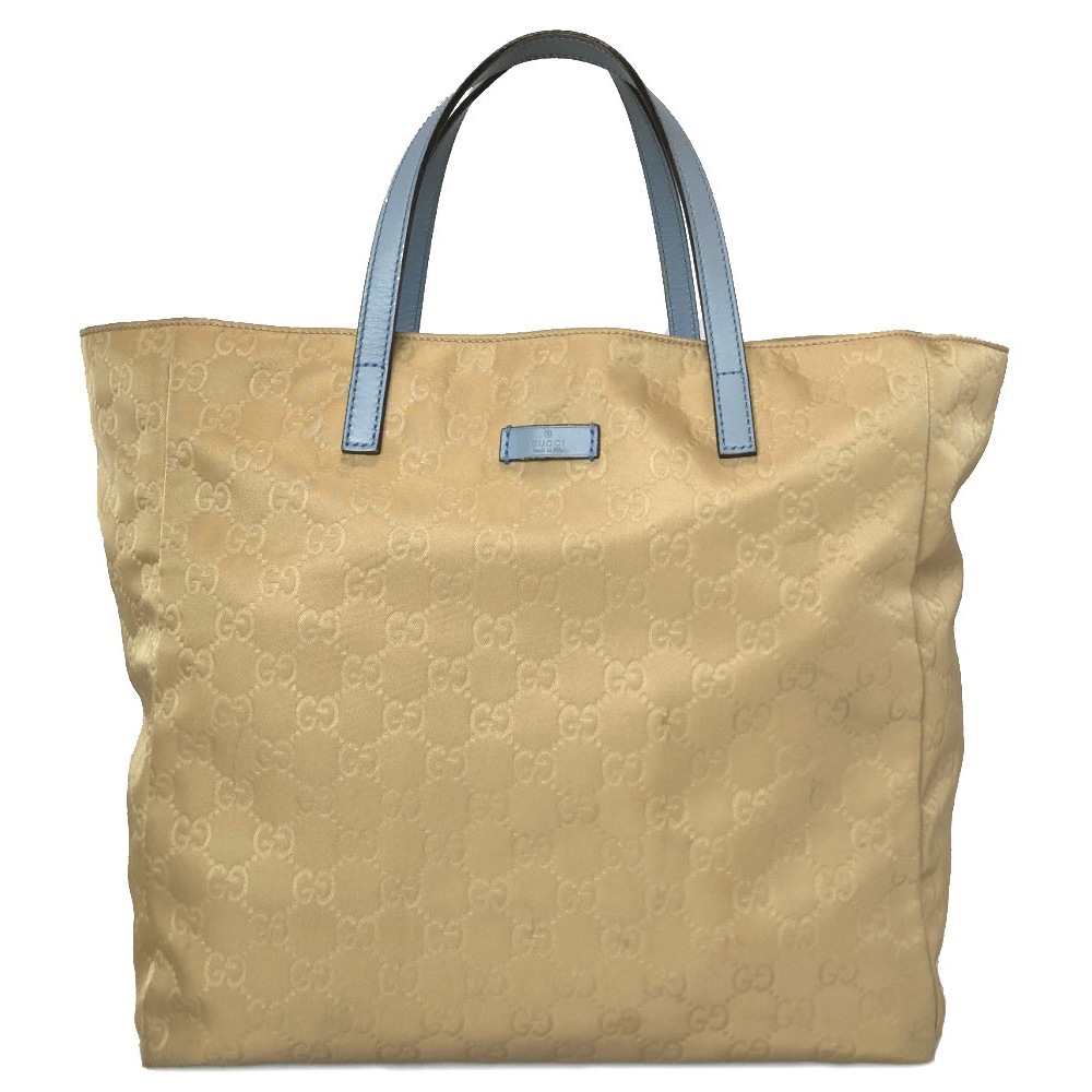 Gucci tote bag GG tote nylon ladies GG pattern beige light blue GUCCI 282439 GG nylon lightweight shopping bag[Ship from japan]
