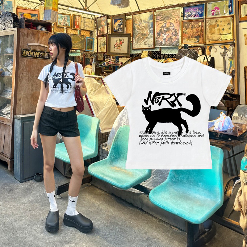 เสื้อยืดผู้หญิง NERXWORLD รุ่น Cat Life Passion