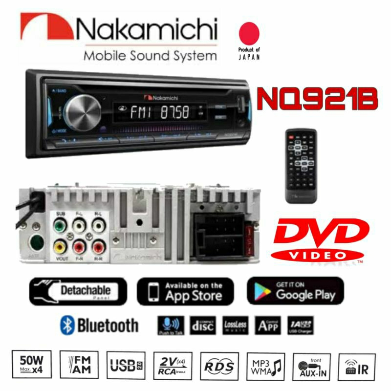 วิทยุรถยนต์ ใส่แผ่น DVD  ขนาด 1 din NAKAMICHI NQ921B สัญชาติ มาตราฐาน🇯🇵