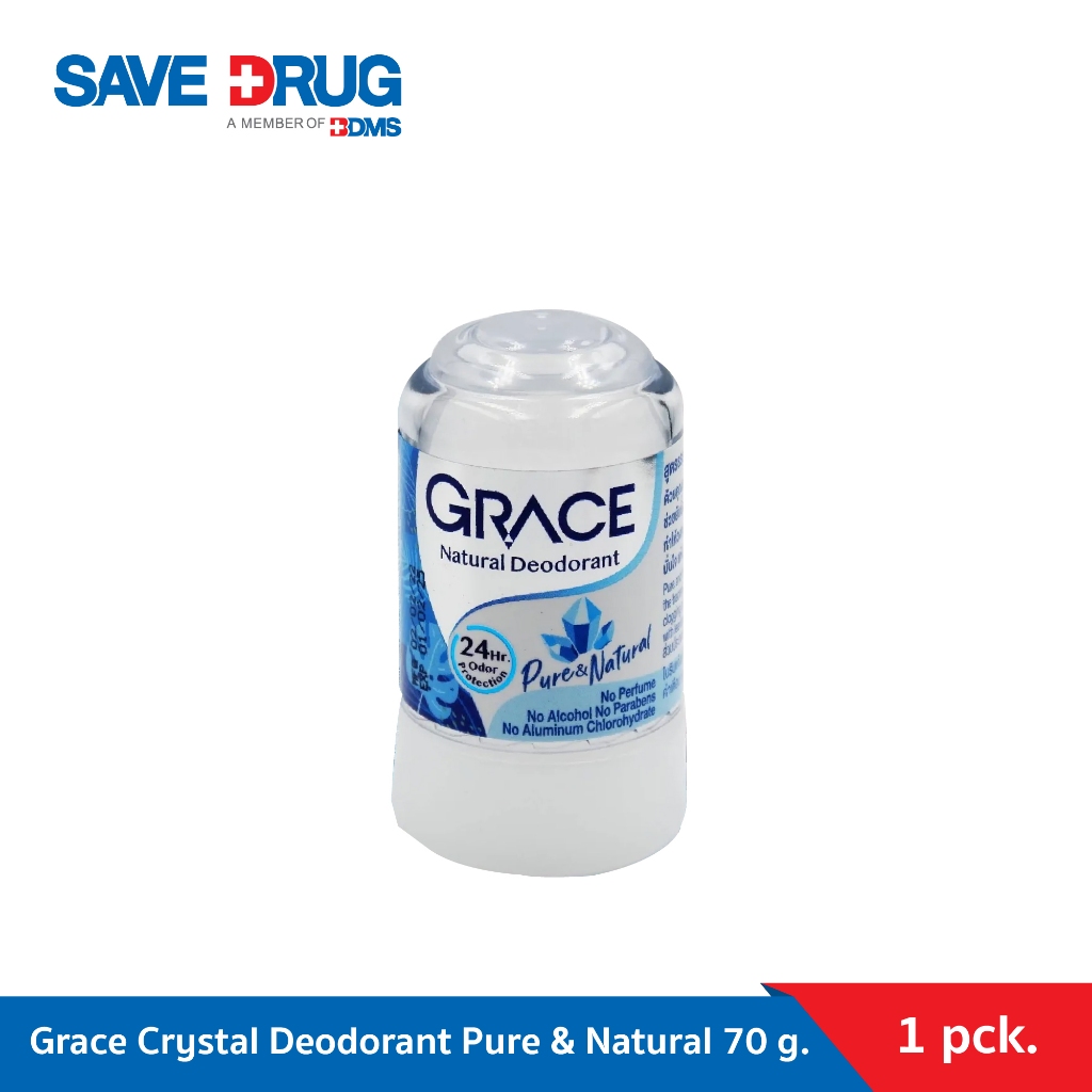 Grace Crystal Deodorant Pure & Natural 70 g (โรออนสารส้มระงับกลิ่นกาย สูตรธรรมชาติ 70 กรัม)