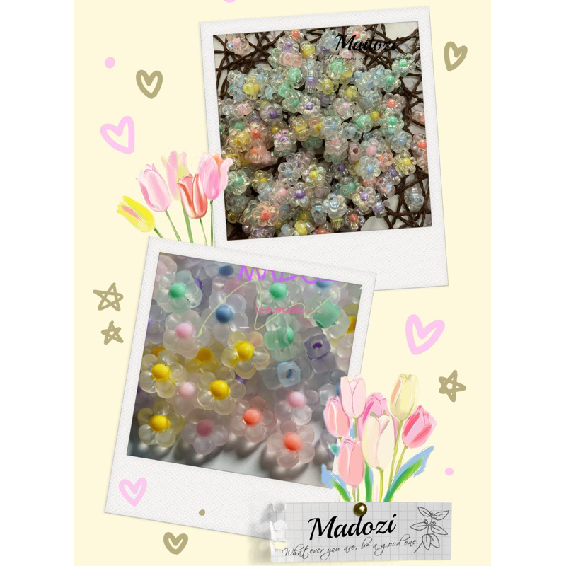 ลูกปัดดอกไม้สวย 10 มิล คละสี