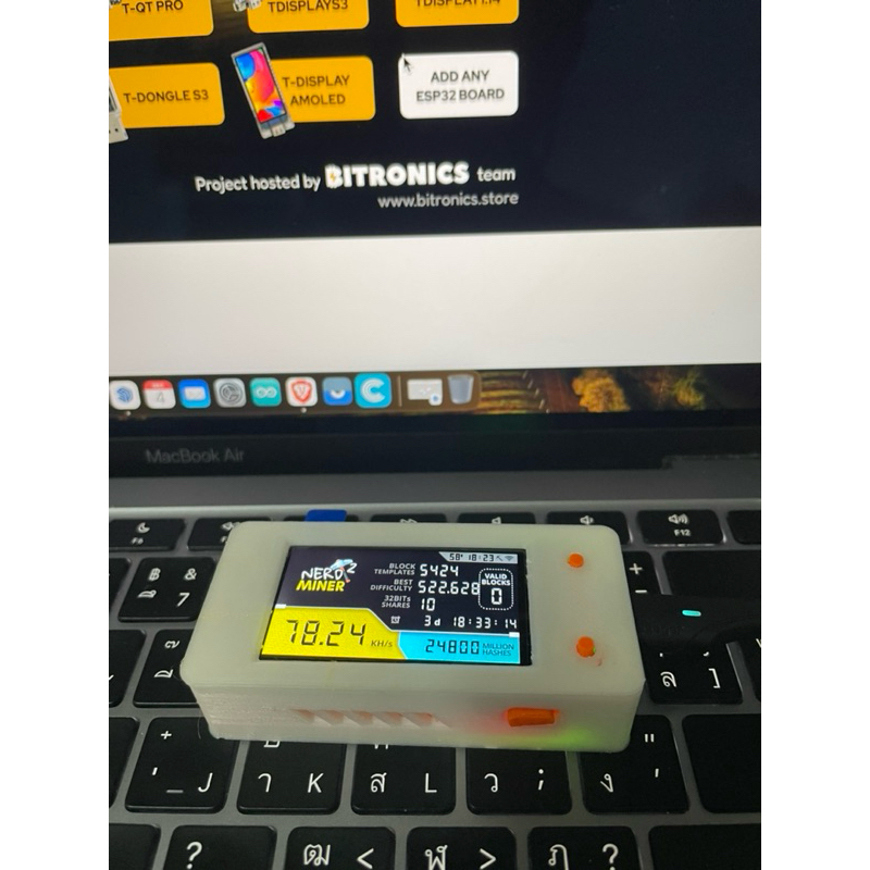 Nerd miner, Lottery miner bitcoin ขุดบิตคอย แบบ solo มาพร้อมหน้าจอ 1.9 นิ้ว พร้อมเคส