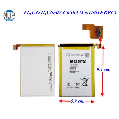 แบตเตอรี่ Sony ZL,L35H,C6502,C6503,C6506 (Lis1501ERPC) 5.9x9.1 cm.2330 mAh.
