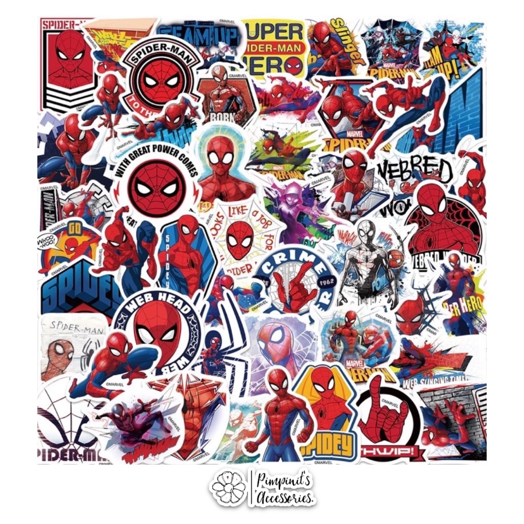 ʕ •ᴥ•ʔ ✿ พร้อมส่ง : สติ๊กเกอร์กันน้ำลายสไปเดอร์-แมน | Spider-Man Waterproof Decoration Sticker Set.