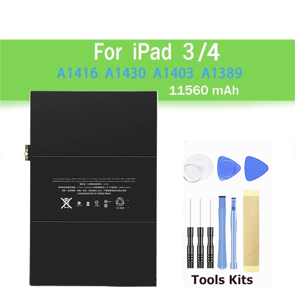 100%ต้นฉบับiPad 3/iPad 4แบตเตอรี่สำหรับiPad 3/iPad 4 A1403 A1416 A1430 A1433 A1459 A1460 A1389เปลี่ยน11560mAh+เครื่องมือ