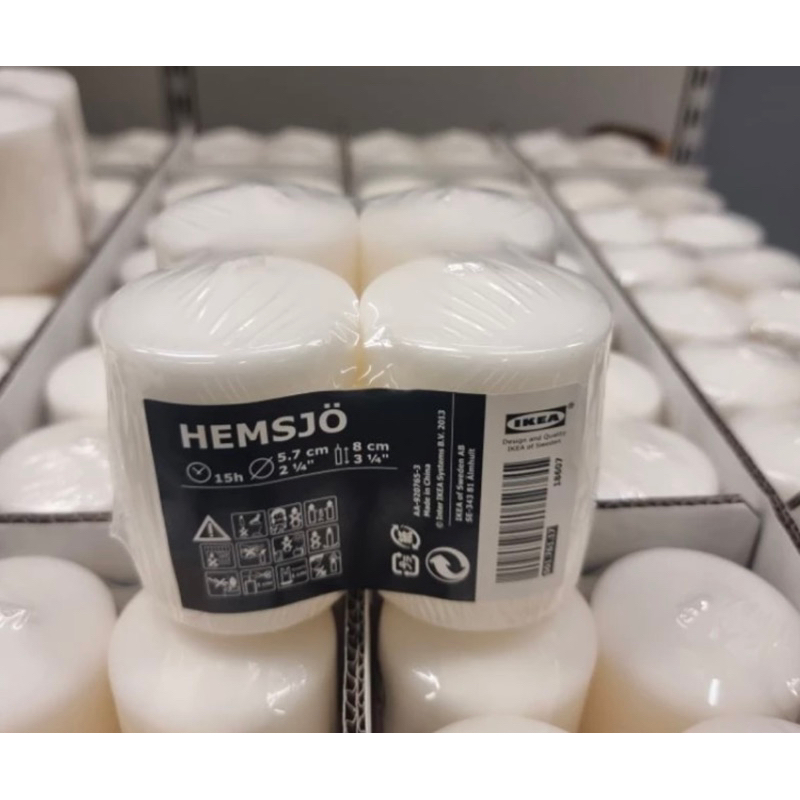 IKEAแท้ ขายถูกมาก เทียนแท่ง, เทียนอิเกีย สีเนเชอรัล, 8 ซม. รุ่น HEMSJÖ เฮมเชอ