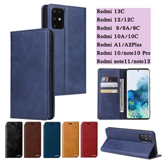 เคสฝาพับ ตั้งได้ สำหรับ Redmi A3 13C 12 12C A1 A2Plus 10 10A 10C 9 9A 9C Note12 Note11 Note11s เคสมีแม่เหล ใส่บัตรได้
