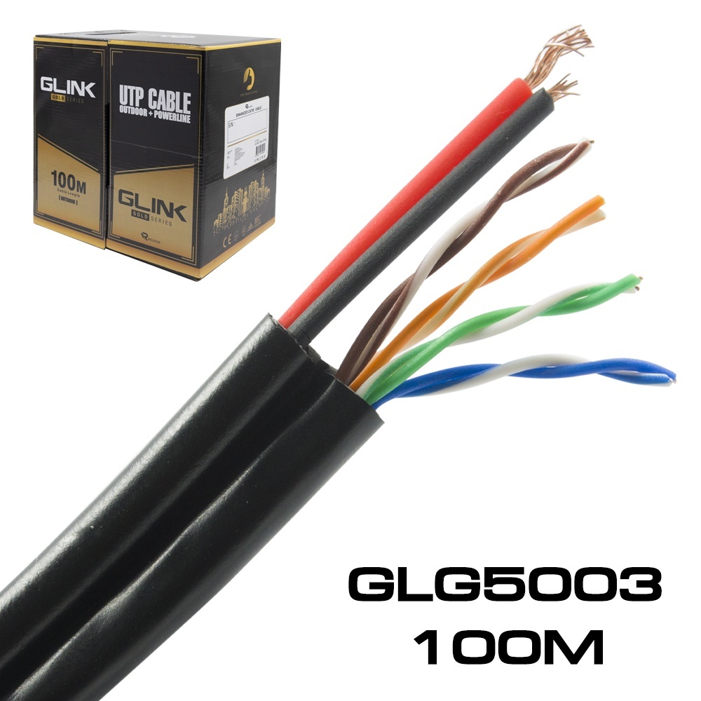 สาย LAN CAT5e UTP มีไฟ Cable Outdoor ใช้ภายนอก GLINK Gold Series GLG-5003 (100m)