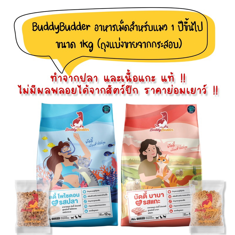 #อาหารแมว #อาหารเม็ดแมว #อาหารแมวโต #อาหารแมวเนื้อปลาเนื้อแกะ #BuddyBudder