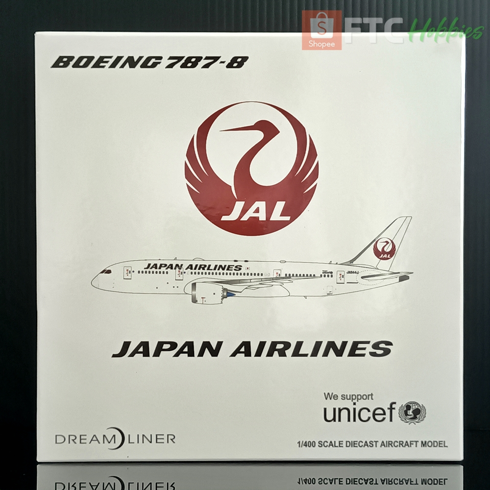 [มือสอง] โมเดลเครื่องบิน: Japan Airlines / Boeing 787-8 / Reg.JA844J / JC Wings 1:400