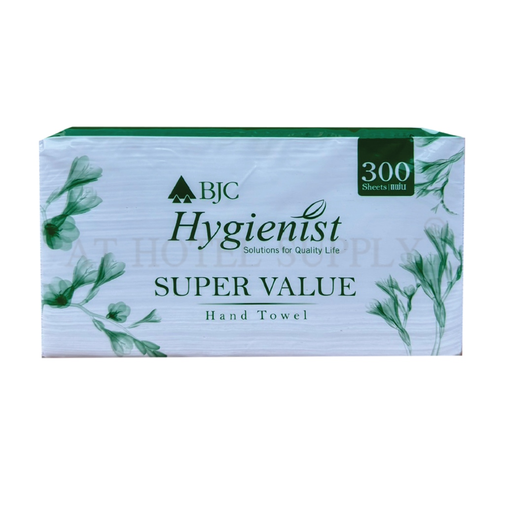 BJC Hygienist กระดาษเช็ดมือแบบแผ่น ซูเปอร์แวลู 1 ชั้น 300 แผ่น 1 ห่อ, 1 แพ็ค ผลิตจากเยื่อกระดาษบริสุทธิ์ 100% ราคา ถูกที่สุด ดีลบีเคเค แกลเลอรีภาพที่ 3
