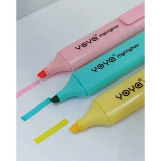 YOYA ปากกาไฮไลท์ 1901 สีนีออน 1902 สีพาสเทล Highlighter ปากกาเน้นข้อความ ชนิดหัวตัด (1 ด้าม)