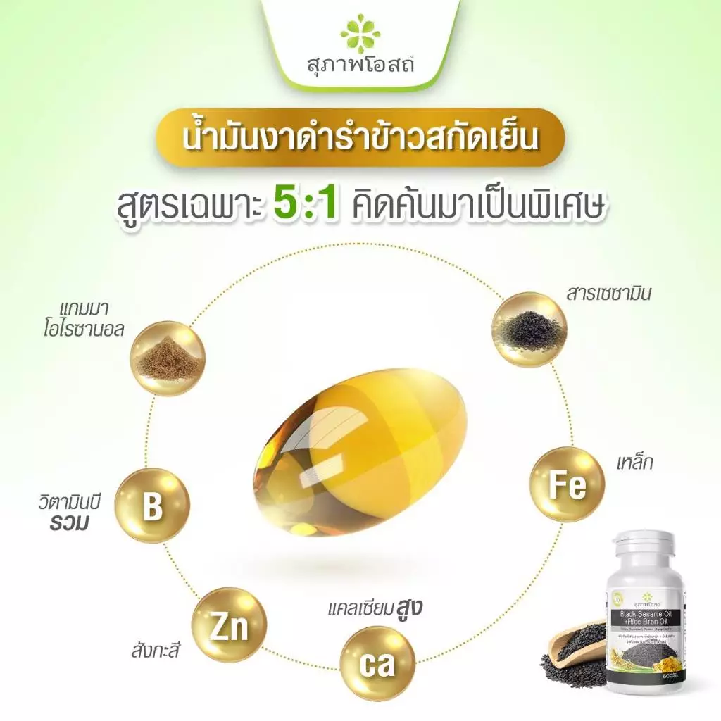 สุภาพโอสถ น้ำมันงาดำรำข้าว 30 แคป 1 กระปุก thumbnail 4