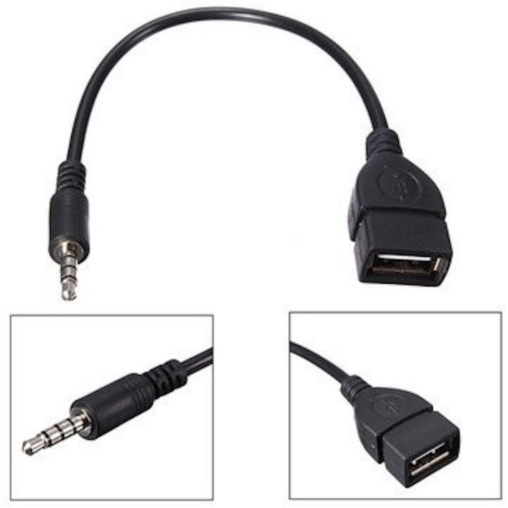 สายเคเบิ้ล 3.5 มม. Male AUX Audio Plug Jack to USB 2.0 Female สำหรับรถยนต์