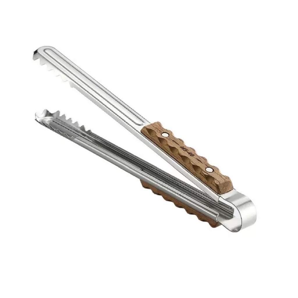 ทีคีบสแตนเลส Camping Moon ด้ามประกบไม้ มีสินค้าพร้อมส่ง