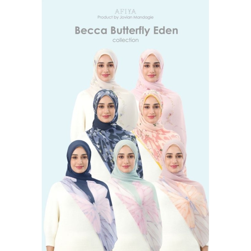 Jovian x Afiya Hijab | Butterfly Eden Series Printed Pleated Long Shawl