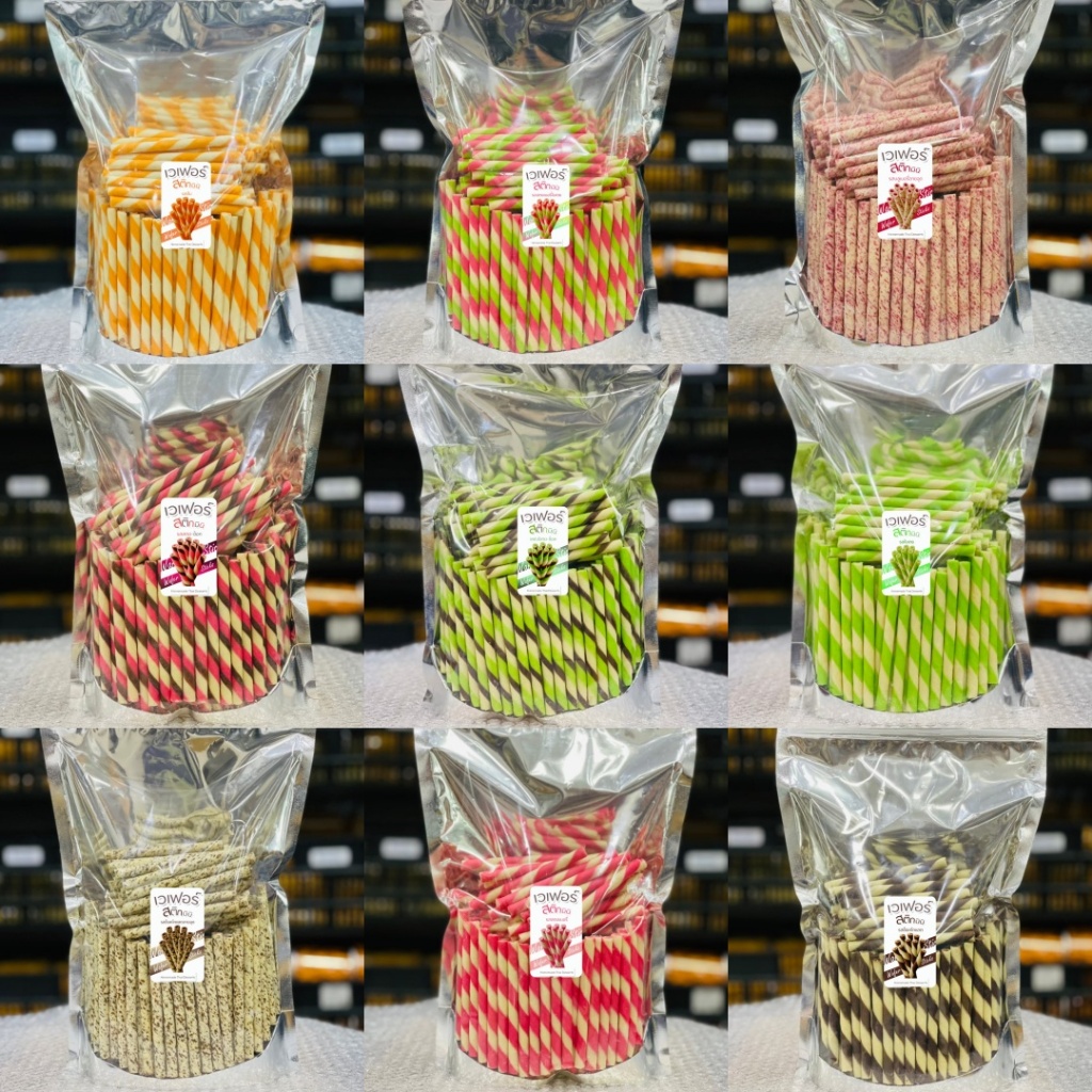 เวเฟอร์มินิสติก 8 รสชาติ ขนาด 500 กรัม ผลิตสดใหม่ทุกวัน กรอบ หอม อร่อย