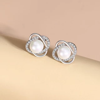 nnjew ต่างหู รุ่น Pearl and Diamond ไข่มุก ต่างหูแฟชั่น ผู้หญิง