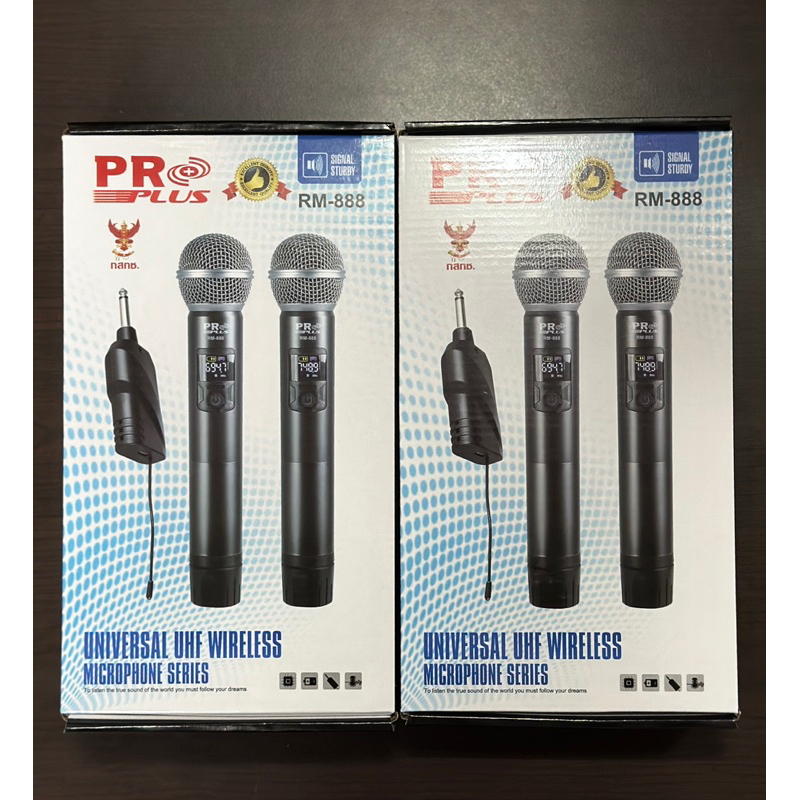 PROPLUS RM-888 ไมค์ลอย คู่UHF ตัวรับเล็ก ปรับความถี่ได้ ความถี่ใหม่ ที่ ขออนุญาติ กสทช เรียบร้อยแล้ว