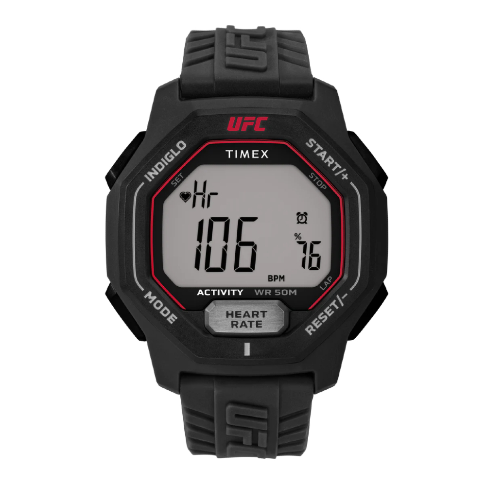 TIMEX TW2V83800 UFC Spark Digital นาฬิกาข้อมือผู้ชาย สายเรซิ่น สีดำ หน้าปัด 46 มม.