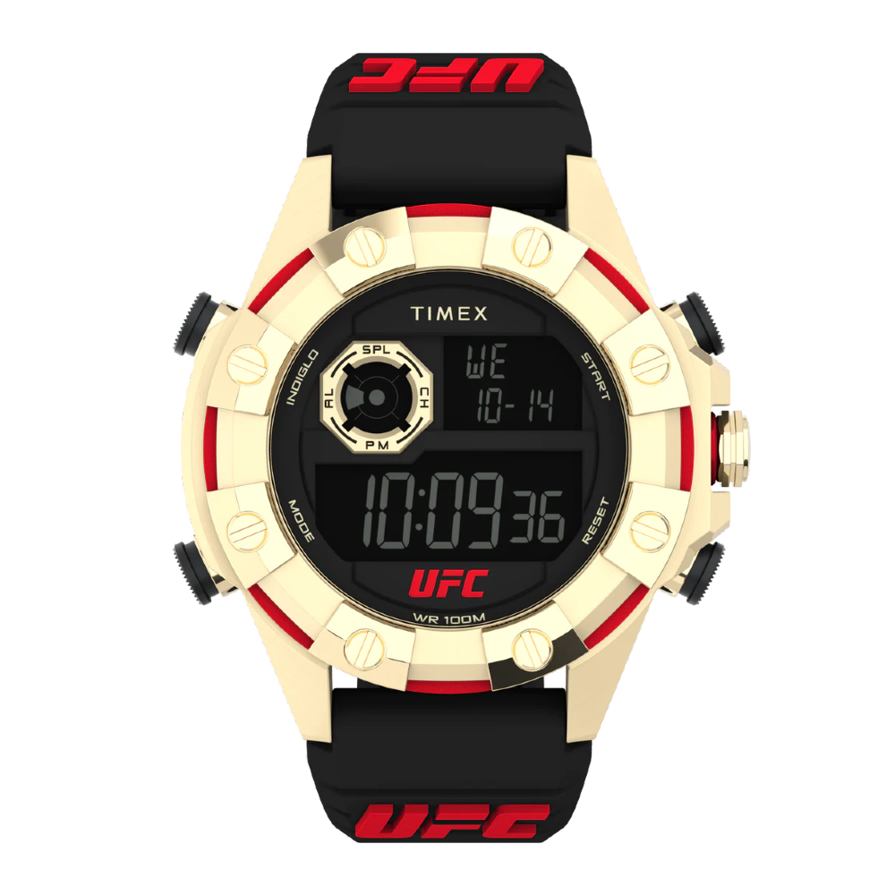 TIMEX TW2V86600 UFC Kick นาฬิกาข้อมือผู้ชาย สายเรซิ่น สีดำ/แดง หน้าปัด 49 มม.