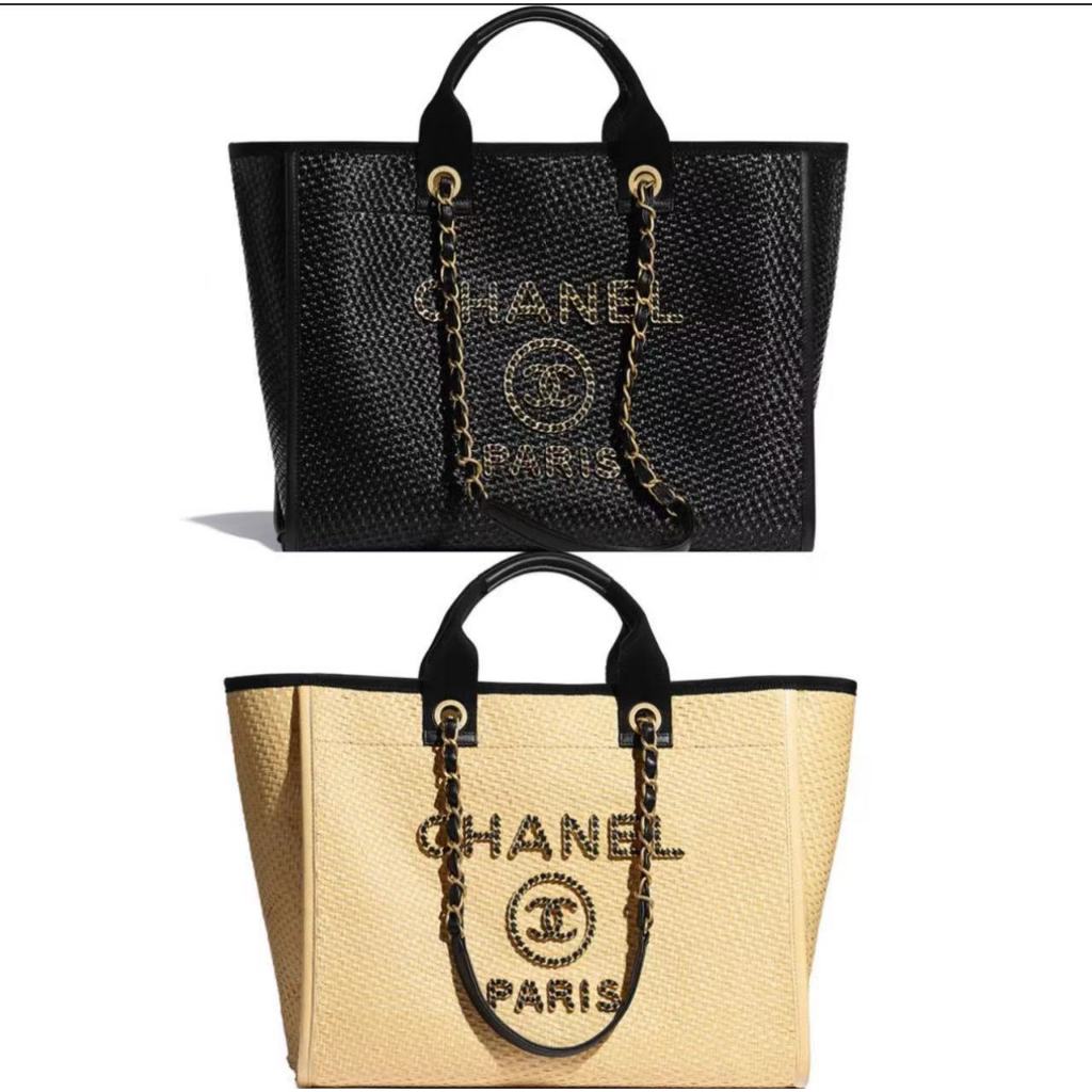 Chanel/New Style/Straw/หนังลูกวัว/Chain Bag/Large Size/กระเป๋าถือ/แท้ 100%