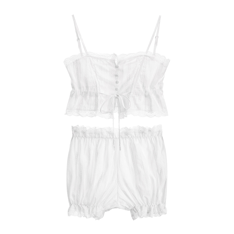 PolarNight ชุดนอนเซต ชุดอยู่บ้าน ใส่สบาย ตกแต่งลูกไม้ สายสะพายไหล่ปรับได้ พร้อมส่งจากไทย（H5092） - รูปที่ 6