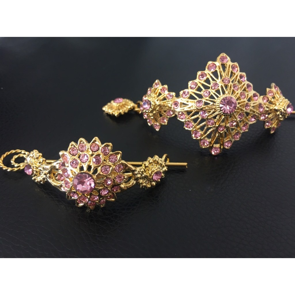 เครื่องประดับศีรษะ - รัดเกล้า ตัวเรือนทอง พลอยสีชมพู เด็กเล็ก - ผู้ใหญ่