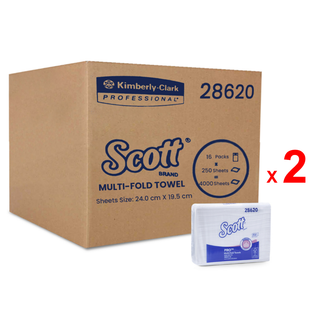 SCOTT กระดาษเช็ดมือแบบแผ่น สก๊อตต์ โปร มัลติโฟล์ด รหัสสินค้า 28620 สินค้าคิมเบอร์ลี่ย์-คล๊าค โปรเฟสชั่นแนล ขนาดแผ่น 24.0