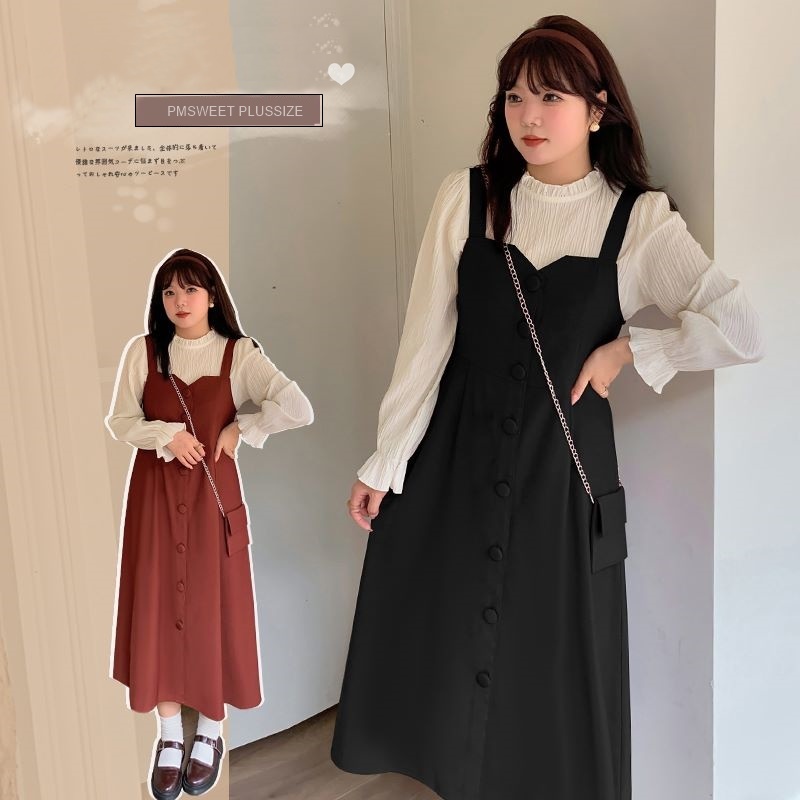[ อกถึง 50" ] : PMP2238 : พรีออเดอร์ เสื้อผ้าไซส์ใหญ่ ชุดเซ็ตคนอ้วน สาวอวบ แถมฟรีกระเป๋าสายโซ่เข้ากับตัวชุด