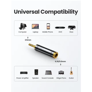 UGREEN ตัวแปลงพอร์ตชาย 3.5 มม. เป็นหญิง 6.5 มม3.5mm M to 6.35mm F Connector รุ่น 60711