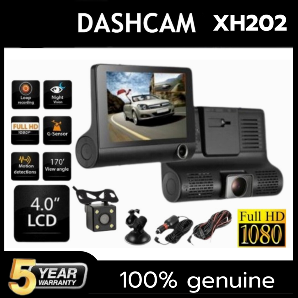 📷ข้อเสนอที่ยิ่งใหญ่📷Dash Cam XH202 พร้อมเครื่องบันทึกในรถยนต์แบบ Dual-Channel Full HD 1080p