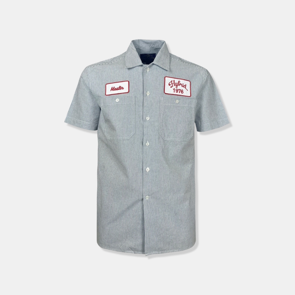 Hybrid Shirt Men ไฮบริดเสื้อเชิ๊ตผู้ชายแขนสั้น สีขาว-เทา(ฺWhite-Grey)MSS-431-WH-GY