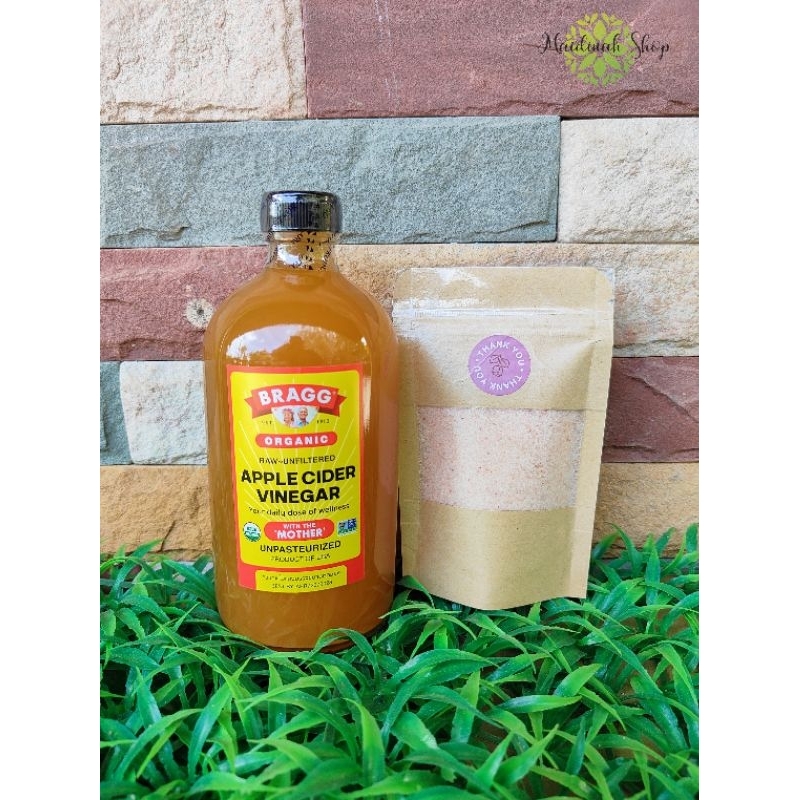 Apple Cider Vinega แบบมีตะกอน แบ่งบรรจุขวดแก้ว450ml.EXP:23/4/2028ฟรีเกลือชมพู100กรัม