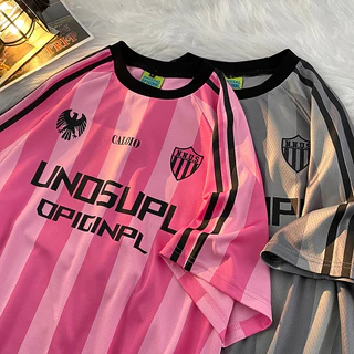 เสื้อยืดแขนสั้น ผ้าเรยอน ผ้าตาข่าย สไตล์อเมริกัน สตรีท สําหรับนางสาว#A015