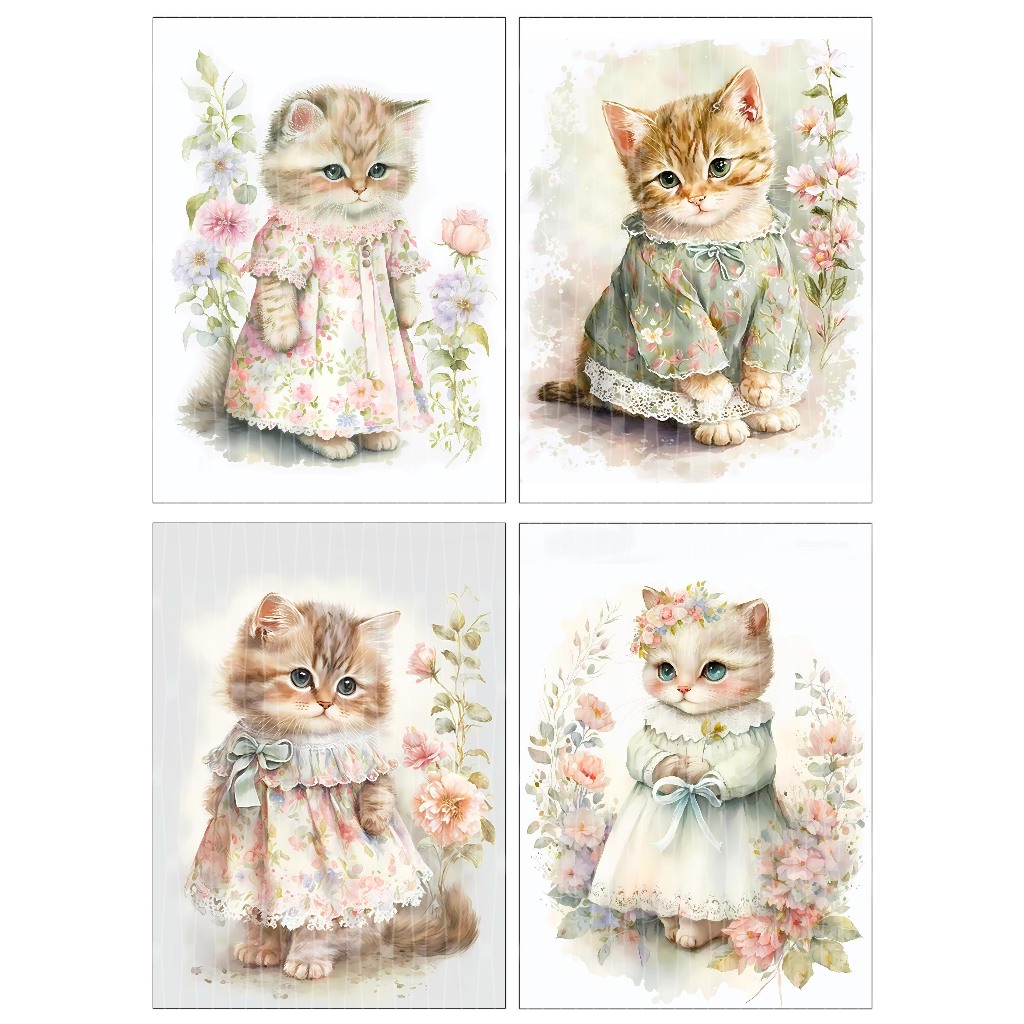 ผ้าคอตตอนโพลีพิมพ์ลายน้องแมวC06