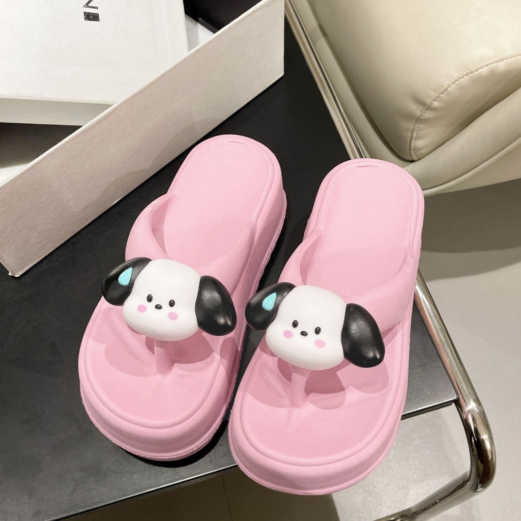 Fshoes พร้อมส่งรองเท้าแตะแฟชั่นผู้หญิงทรงหูหนีบสูง สีสันสดใส5สี แถมตัวตอดลายหน้าน้องหมาสุดกรุบกริบ สั่งเลยพร้อมส่ง
