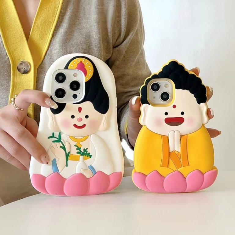 จัดส่งภายใน24ชม การ์ตูน ซิลิก้าเจล เปลือกนิ่ม iPhone 11 14 15 pro max พระพุทธเจ้า ขอบเต็ มน่ารัก case for iPhone 12 13
