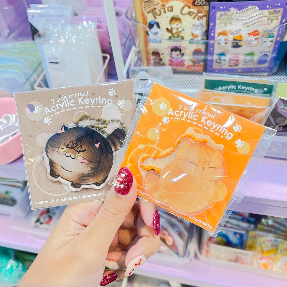 Acrylic keyring พวงกุญแจอะคริลิก ลายแมวเหมียวหน้าตามู่ทู่ น่ารัก น่าชัง [Turtursketchy]